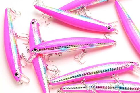 LUCKY CRAFT FlashMinnow 110SP، صيد السمك Jerkbait جنبًا إلى جنب، طُعم العمل، سمك الهلبوت سترايبر كاليكو باس الأبيض القاروص المثالي المتذبذب لصيد الأمواج (639 Pinky Punch) in Kuwait