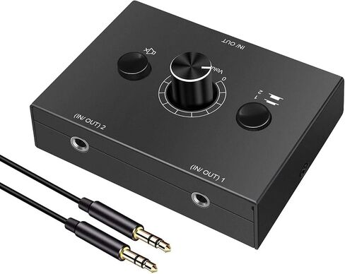 3.5mm Stereo Audio Switch Audio Switcher Passive Speaker Headphone Manual Selector Splitter Box Audio Sharing in Saudi Arabia