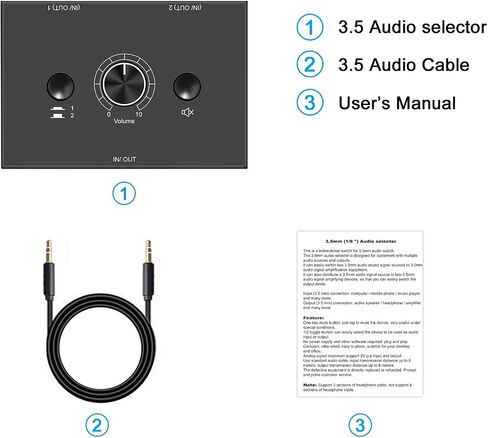 3.5mm Stereo Audio Switch Audio Switcher Passive Speaker Headphone Manual Selector Splitter Box Audio Sharing in Saudi Arabia