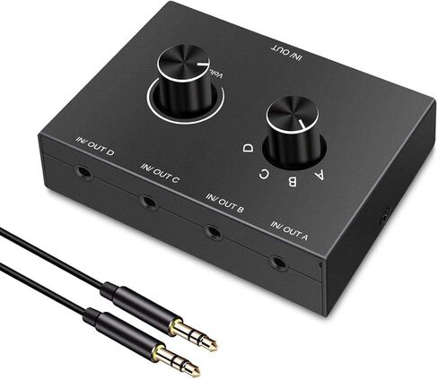 3.5mm Stereo Audio Switch Audio Switcher Passive Speaker Headphone Manual Selector Splitter Box Audio Sharing in Saudi Arabia