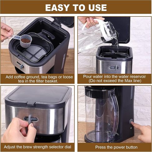 LITIFO Iced Tea Maker and Iced Coffee Maker Brewing System with 2-quart Pitcher, sliding strength selector for Taste Customization, Stainless Steel (Black) in Saudi Arabia