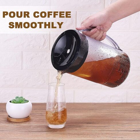 LITIFO Iced Tea Maker and Iced Coffee Maker Brewing System with 2-quart Pitcher, sliding strength selector for Taste Customization, Stainless Steel (Black) in Saudi Arabia