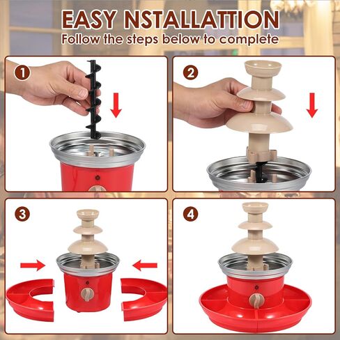 نافورة الشوكولاتة، ماكينة نافورة شوكولاتة كهربائية صغيرة بثلاث طبقات للحفلات، نافورة فوندو شوكولاتة كهربائية من الفولاذ المقاوم للصدأ للجبن وصلصة الشواء والشراب in Kuwait