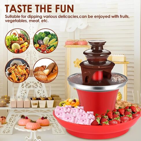 نافورة الشوكولاتة، ماكينة نافورة شوكولاتة كهربائية صغيرة بثلاث طبقات للحفلات، نافورة فوندو شوكولاتة كهربائية من الفولاذ المقاوم للصدأ للجبن وصلصة الشواء والشراب in Kuwait