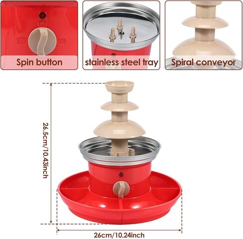 نافورة الشوكولاتة، ماكينة نافورة شوكولاتة كهربائية صغيرة بثلاث طبقات للحفلات، نافورة فوندو شوكولاتة كهربائية من الفولاذ المقاوم للصدأ للجبن وصلصة الشواء والشراب in Kuwait