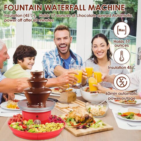 نافورة الشوكولاتة، ماكينة نافورة شوكولاتة كهربائية صغيرة بثلاث طبقات للحفلات، نافورة فوندو شوكولاتة كهربائية من الفولاذ المقاوم للصدأ للجبن وصلصة الشواء والشراب in Kuwait