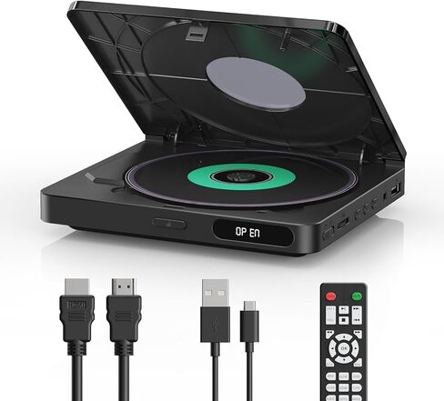 مشغل DVD YOTON HDMI، مشغل DVD صغير للتلفزيون الذكي، مشغل DVD USB لجميع المناطق مع جهاز تحكم عن بعد، مشغل أقراص مضغوطة للترفيه المنزلي، لا يدعم Blu-ray in Kuwait