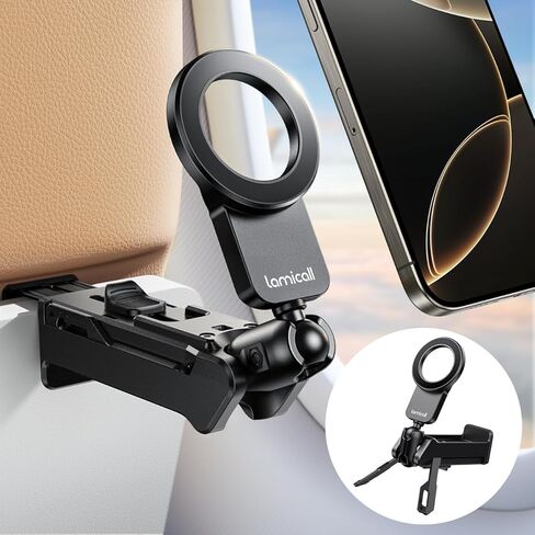 Lamicall لحامل هاتف الطائرة Magsafe، أساسيات السفر بالطائرة للطائرة الطائرة، حامل هاتف المطار بدون استخدام اليدين، رحلة طويلة يجب أن يمتلكها الرجل والمرأة يناسب سلسلة iPhone 16 15 14 Pro Max in Kuwait