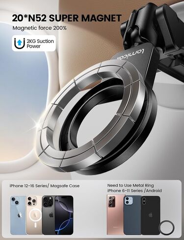 Lamicall لحامل هاتف الطائرة Magsafe، أساسيات السفر بالطائرة للطائرة الطائرة، حامل هاتف المطار بدون استخدام اليدين، رحلة طويلة يجب أن يمتلكها الرجل والمرأة يناسب سلسلة iPhone 16 15 14 Pro Max in Kuwait