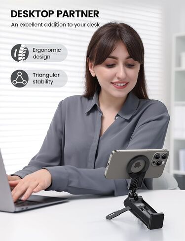 Lamicall لحامل هاتف الطائرة Magsafe، أساسيات السفر بالطائرة للطائرة الطائرة، حامل هاتف المطار بدون استخدام اليدين، رحلة طويلة يجب أن يمتلكها الرجل والمرأة يناسب سلسلة iPhone 16 15 14 Pro Max in Kuwait