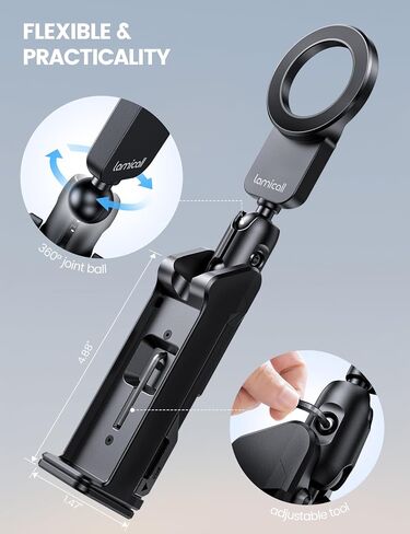 Lamicall لحامل هاتف الطائرة Magsafe، أساسيات السفر بالطائرة للطائرة الطائرة، حامل هاتف المطار بدون استخدام اليدين، رحلة طويلة يجب أن يمتلكها الرجل والمرأة يناسب سلسلة iPhone 16 15 14 Pro Max in Kuwait