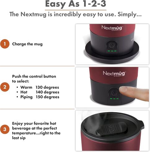 Nextmug Go - Temperature-Controlled, Self-Heating Travel Mug (Slate Blue - 16 oz.) in Saudi Arabia