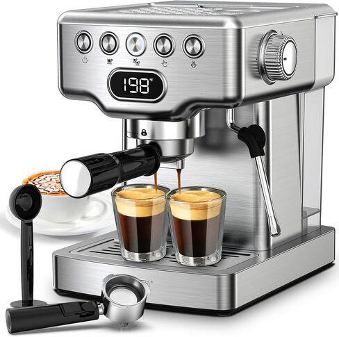 Geek Chef Espresso Machine, 20 Bar Espresso Maker with Milk Frother Steam Wand, Compact Coffee Machine with for Cappuccino,Latte, Fast Heating, Stainless Steel in Saudi Arabia