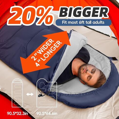 MEREZA Sleeping Bags XL for Adults Mens Large Wide Sleeping Bag for Camping Backpacking Big and Tall Warm & Cool Weather in Saudi Arabia
