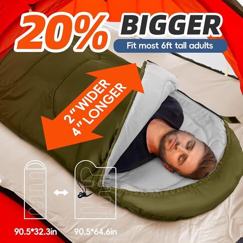 MEREZA Sleeping Bags XL for Adults Mens Large Wide Sleeping Bag for Camping Backpacking Big and Tall Warm & Cool Weather in Saudi Arabia