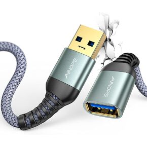 AINOPE USB Extension Cable 10FT USB 3.0 Extender Male to Female Cord Grey | 5Gbps High Data Transfer for Printer Webcam Flash Drive Hard Drive Hub Keyboard Mouse Camera Playstation Xbox and More in Saudi Arabia