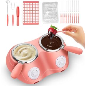 Chocolate Melting Pot, Electric Chocolate Fondue, Mini Fondue Candy Maker with Double Melting Pot for Milk Chocolate, Cheese, Butter, Candy