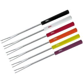 Spring Basics Meat Fondue Forks Set - Stainless Steel, Multi-Colored Handles, Set of 6 in Gift Box - Perfect for Fondue Parties and Interactive Dining, Dishwasher-Safe
