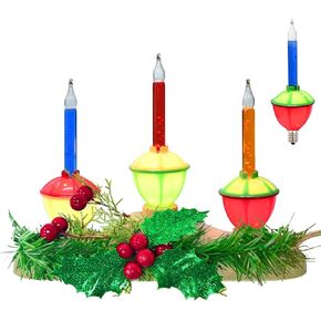 3 Light Vintage Electric Candle Candoliers, Christmas Window Candles Lamps ，Ivory Bases with 4 C7 Bulbs(2 Spare) for Home Christmas Decorations Holiday