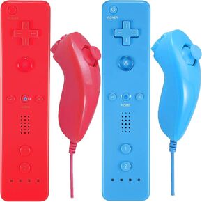 Wii Remote and Nunchuck Controller, Wireless Controllers Compatible with Wii/Wii U with Silicone Case and Wrist Strap (White)