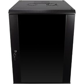 NavePoint 6U Server Rack Enclosure with Glass Door, Cooling Fan, Locks, & Removable Side Panels - 6U Wall Mount Network Cabinet 19 Inch Rack 17.7 Inches Deep
