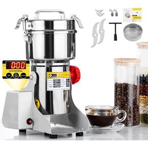 CGOLDENWALL 800g LED Display Grain Mill Grinder Electric Spice Herb Grinder Stainless Steel Pulverizer for Dry Spices Herbs Grains Coffee Seeds Rice Corn Pepper 110V