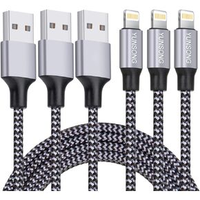 iPhone Charger [MFi Certified], 3Pack 6FT Nylon Braided Lightning Cable Fast Charging High Speed Data Sync USB Cord Compatible with iPhone 14 13 12 11 Pro Max XS XR X 8 7 6S 6 Plus SE