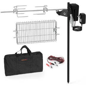 only fire Outdoor Open Flame Camping Grill, Campfire Cooking Accessories, Cooking over Any Grill or Fire - Include Motor, Power Adapter, Car Charging Cable and Bag