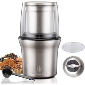 DR MILLS DM-7412M Stainless Steel Electric Dried Spice and Coffee Grinder,2 in 1 Wet and Dry, Removable Cups, Dishwasher Safe