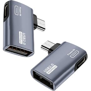 AreMe 2 حزمة محول كابل OTG لـ Fire TV Stick 4K، زاوية 90 درجة يسارًا ويمينًا تعمل بمحول Micro USB إلى USB OTG لأجهزة Android والكمبيوتر اللوحي والمزيد من الأجهزة المضيفة مع Micro USB (رمادي)