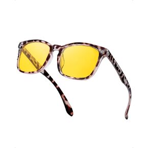 TJUTR Night Vision Driving Glasses for Men Women, Polarized Anti Glare Yellow Glasses for Driving at Night Time TN8082