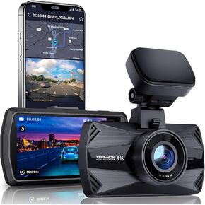 Dual Dash Cam 5G WiFi GPS, Real 4K+HDR 1080P Dash Cam Front and Rear, 3.3 Inch Eye-Care Screen, Super HDR Night Vision, Parking Mode, Dash Camera for Cars with App, G-Sensor, Support 512GB Max