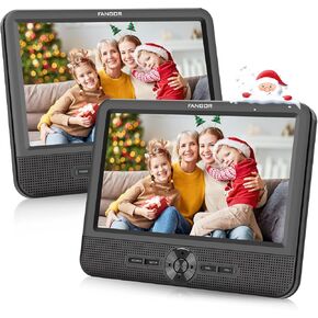 مشغل DVD للسيارة FANGOR مقاس 7.5 بوصة، مشغل DVD محمول للسيارة مع بطارية 5H، الذاكرة الأخيرة، مخرج AV ومدخل، يدعم USB/SD/مزامنة التلفزيون (مشغل واحد + شاشة واحدة)