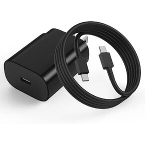 شاحن من النوع C، 2 حزمة 25 وات PD شاحن حائط USB فائق السرعة وسلك كابل هاتف Android بطول 6 أقدام لهاتف Samsung Galaxy S24 S23 S22 S21 S20 (Plus Ultra)/ Note 20 10 9 8/ S10 S9 S8، Pixel 6 5 4 Pro XL in Kuwait