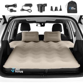 JOYTUTUS SUV Air Mattress for Car Camping, Upgraded Flocking and Extra Thick Oxford Surface Car Air Mattress, SUV Camping Bed Mattress,2-in-1 Air Pump, 2 Pillows & Carry Bag (Camel)