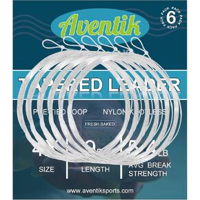 Aventik Pre-Tied Loop Fly Fishing Tapered Leader Line Trout Fly Fishing Leader Fly Line 7.5' 9.0' 12' 6/12 Pack Tensile Strength- Abrasion Resistance- Low Memory Freshwater Saltwater