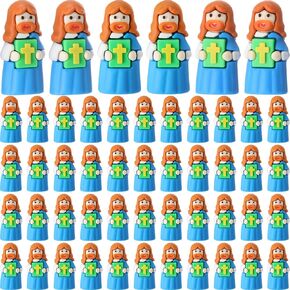 50 Pcs Mini Jesus Figures Bulk Jesus Loves You Figurines to Hide and Seek Bright Little Jesus Christian Party Favors Christmas Sunday Religious Church Gift for Easter Egg Stuff(Colorful)