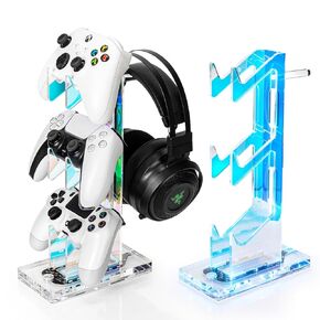 OAPRIRE Universal 3 Tier Controller Stand and Headset Stand for XBOX ONE X SWITCH PS4 PS5 PC, Controller Holder Gaming Accessories, Build Your Game Fortresses (Clear)