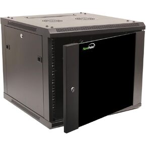 NavePoint 15U Server Cabinet Wall Mount Rack Enclosure with Caster Wheels, 2 Fans, Locking Glass Door, Removable Side Panels – 15U Network Cabinet 23.6" Deep, 19" Server Rack for IT Equipment
