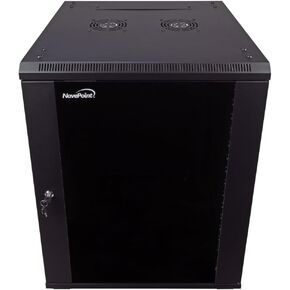 NavePoint 15U Server Cabinet Wall Mount Rack Enclosure with Caster Wheels, 2 Fans, Locking Glass Door, Removable Side Panels – 15U Network Cabinet 23.6" Deep, 19" Server Rack for IT Equipment