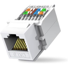 10-Pack Cat6 Tool-Less RJ45 Keystone Jack, White in Saudi Arabia