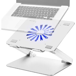 SOUNDANCE Laptop Cooling Pad with Low-Noise Fan and 3.0 USB Hubs, Ventilated Laptop Cooler Prevent Overheating, Ergonomic Laptop Stand Support Up to 17" Gaming Notebook Computer, Aluminum