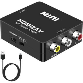HDMI to RCA Adapter, HDMI to AV Converter, 1080P Mini RCA Composite CVBS Audio Video Converter Supports PAL/NTSC Compatible with PC/Laptop/Xbox/TV/Roku/Fire Stick