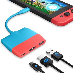Battony USB C to HDMI Adapter for Nintendo Switch/Switch OLED/MacBook Pro Air/iPad Pro/Android Phone, USB3.0 5GBps Date Transfer, USBC to 4K HDMI Output Multiport AV Converter Adaptor for Switch