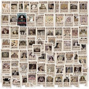 80pcs Anime Wanted Poster Stickers, Cute Vinyl Waterproof Pirate Manga Sticker for Notebook, Water Bottles, Laptop, Skateboards, Luggage, Phone Suitcase, Guitar