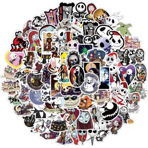 100PCS Nightmare Before Christmas Thriller Horror Style Toy Stickers Halloween Stickers for Scrapbook Car Laptop Luggage Skateboard (The Nightmare Before Christmas)