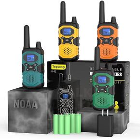 Walkie Talkies for Adults Long Range Rechargeable 4 Pack, Multi-purpose NOAA 2 Way Radios with Earpiece Charger 4500mAh Battery for Family Seniors Care Garage Work Camping Hiking Skiing Cruise