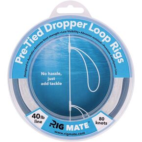 Pre-Tied Dropper Loop Rigs - 40 lb. Tested Fishing Line Spool - 80 Loops 18 Inches Apart with 5.5 Inch Loop Size - Perfect for Saltwater & Freshwater Fishing