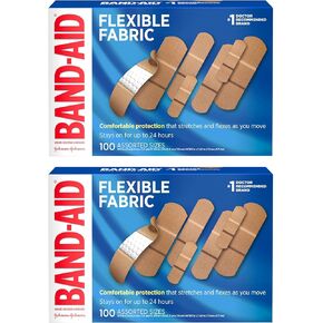 Band-Aid Brand Flexible Fabric Adhesive Bandages for Comfortable Flexible Protection, Twin Pack, 2 x 100 ct