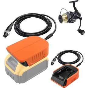 Fishing Reel Adapter for Dewalt 20V, Power Cord Cable Connector for Daiwa for Shimano 14.4V Series for Daiwa Tanacom 1000 Leobritz 500 for Shimano BeastMaster 9000,PLEMIO 3000 Electric Fishing Reel